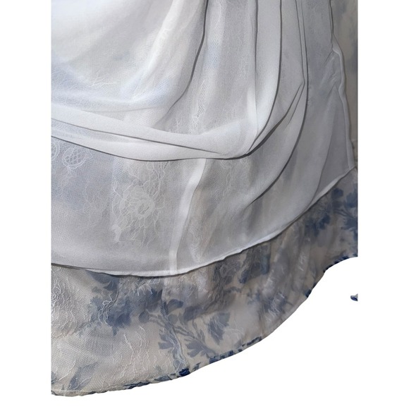 V. Chapman Corset Front-Slit Ruffled Gown – Provencal Blue Floral, Size 12 - Picture 8 of 11